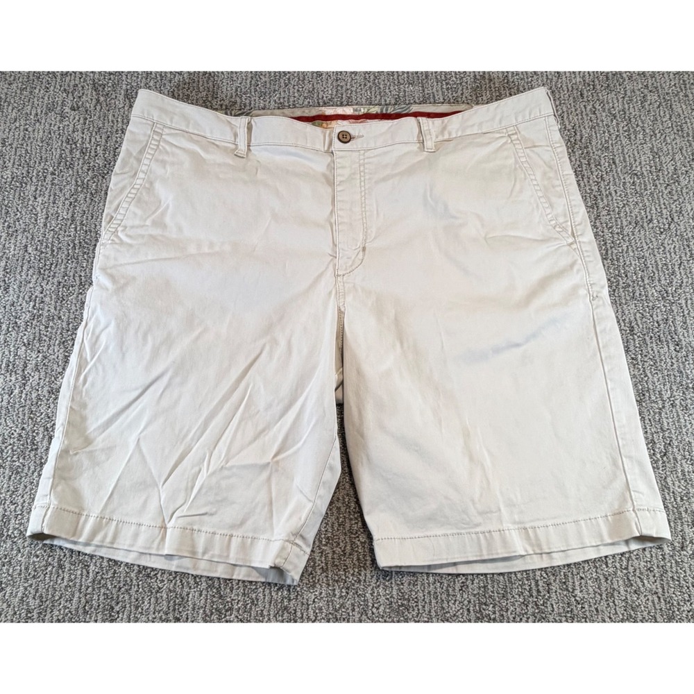 Tommy Bahama Chino Shorts Mens 40 Khaki Tan Tencel Stretch Casual Flat Front